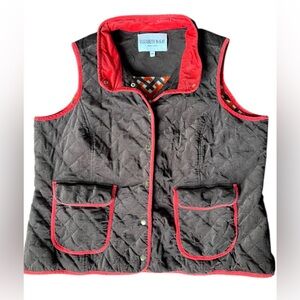 Elizabeth McKay Womens Brown Corduroy Orange Geometric Silk Lined Vest Size XL